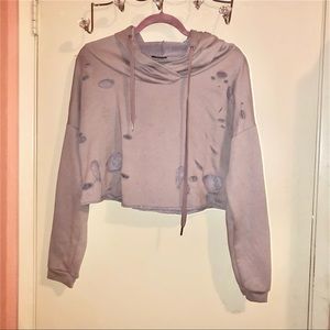 Rue21 Distressed Purple CropTop Hoodie